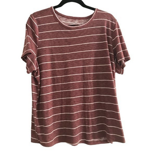 Maurice's Women's Plus Size 2XL Pink striped Short Sleeve T-shirt‎